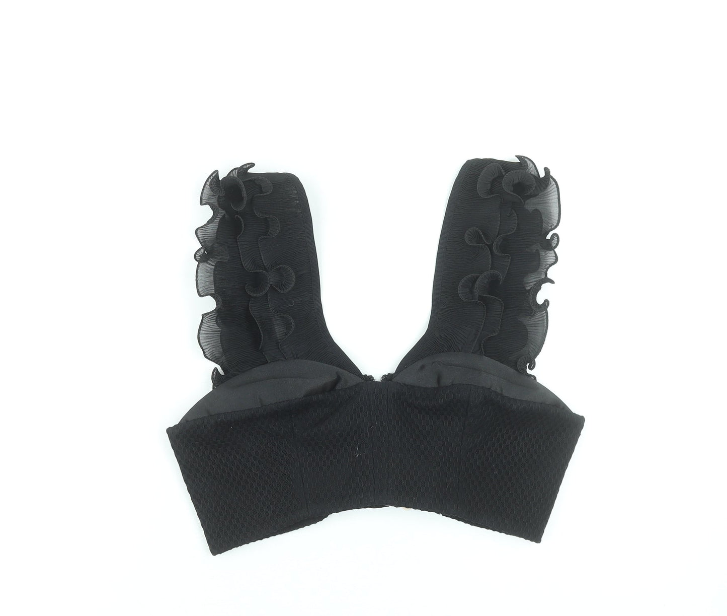 Three Floor Women's Black Cropped Ruffle Tank Top UK 12