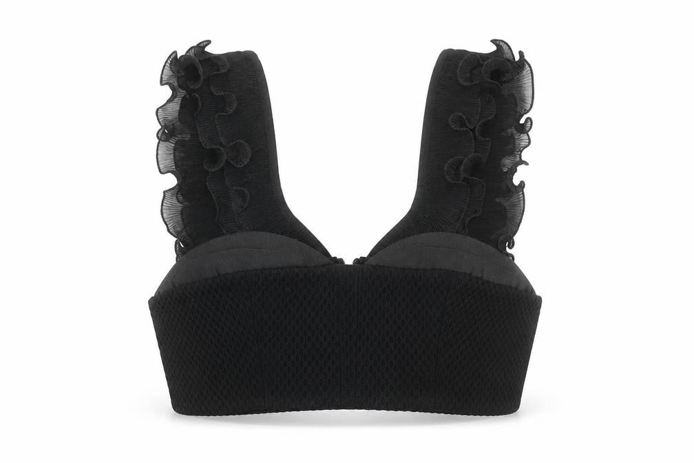 Three Floor Women's Black Cropped Ruffle Tank Top UK 12
