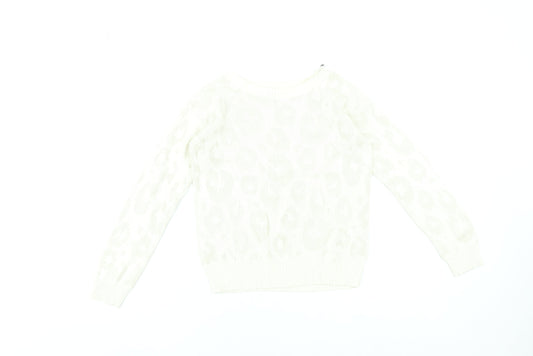 GapKids Girls Ivory Animal Print Pullover Jumper 12-13 Years Cotton Blend