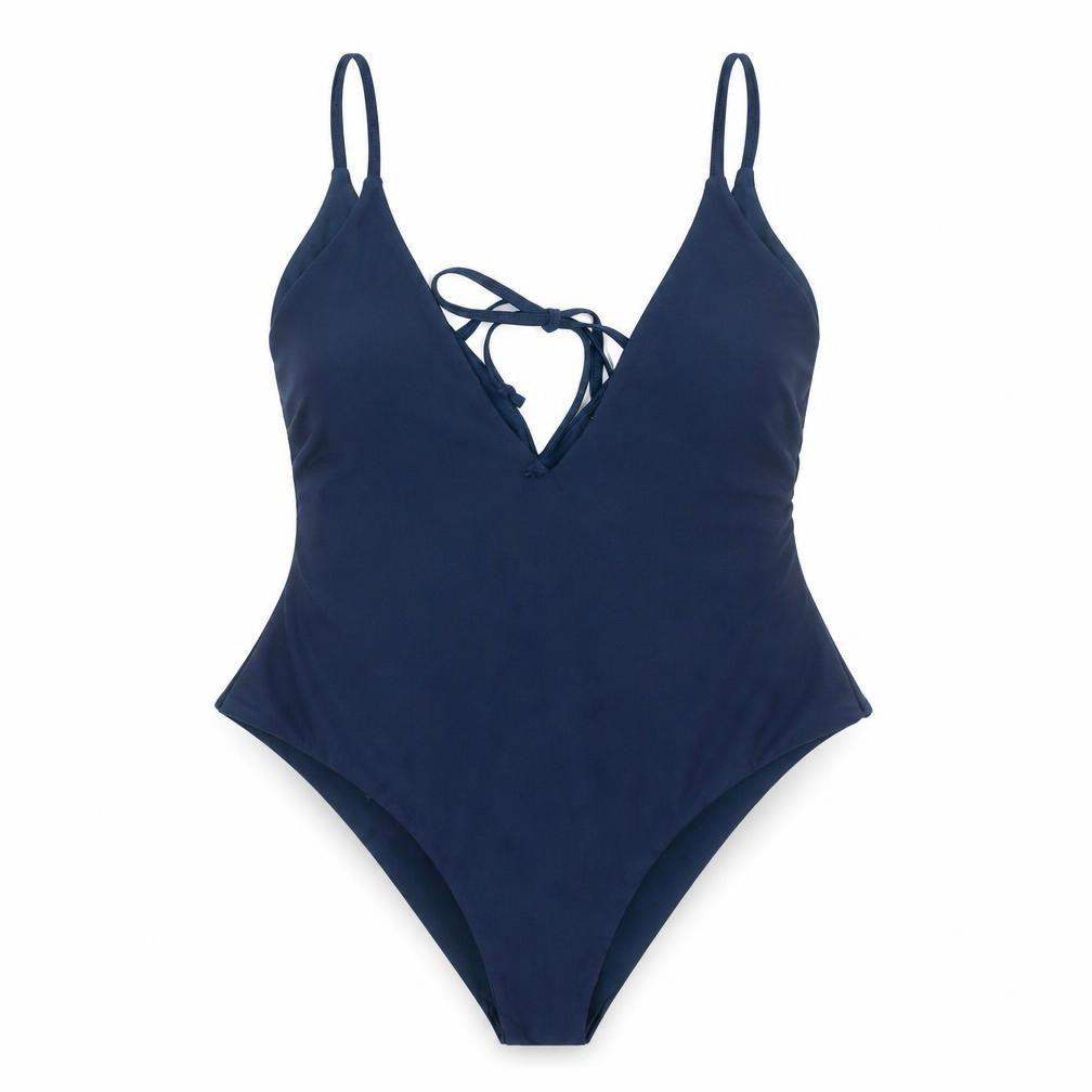 Boohoo Womens Blue One Piece Swimsuit Size 12 Spaghetti Strap