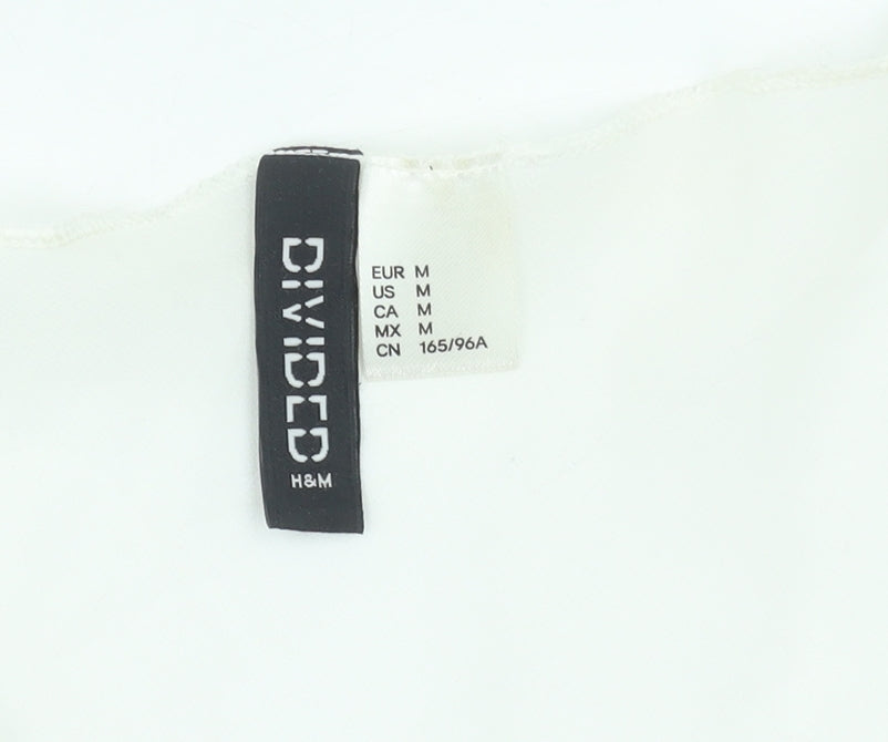H&M Divided Women's White Cropped Tie Blouse Size 12