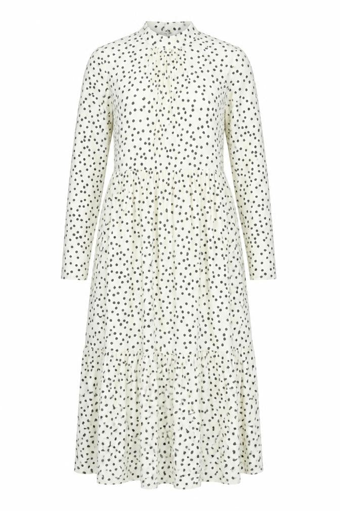 Warehouse Women’s White Polka Dot Midi Fit & Flare Dress Size 8