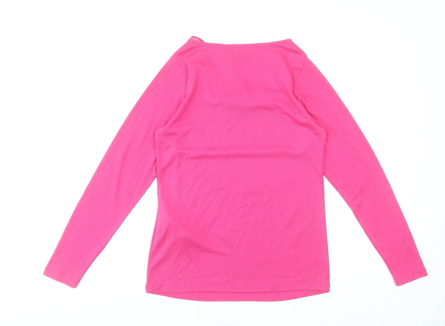 Punto Roma Women’s Pink Long Sleeve Beaded Scoop Neck T-Shirt Size S