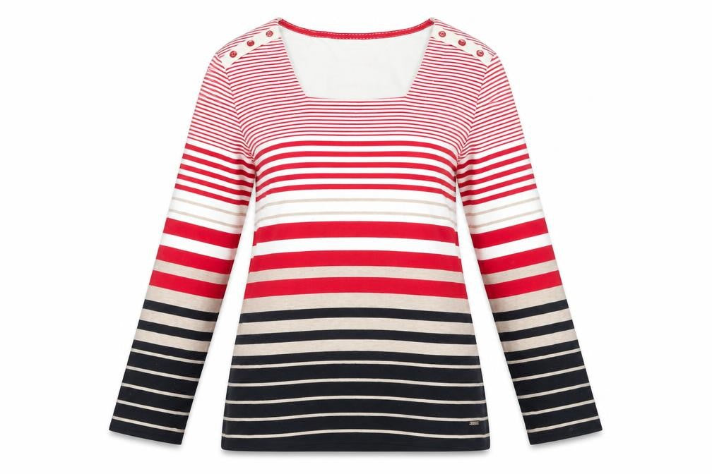 Dash Women’s Multicoloured Striped Long Sleeve Cotton Jersey T-Shirt UK 14