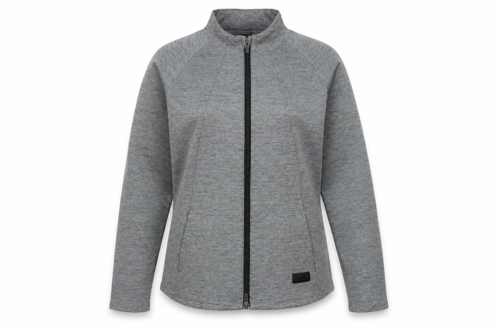 Front view of Puma Women's Grey Full Zip Sweatshirt, size L, Polyester Stretch