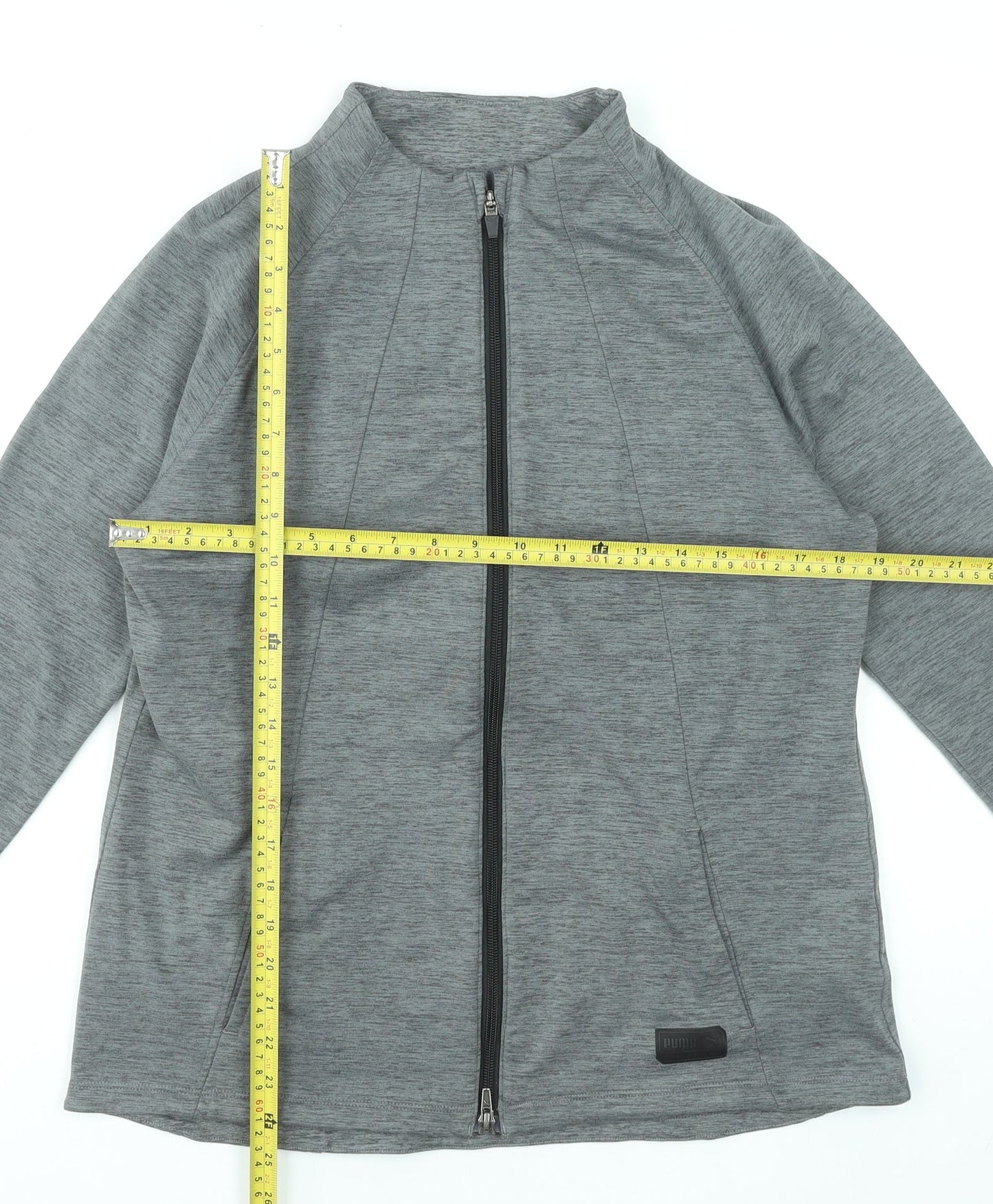 Womens UK L Regular PUMA Grey Full Zip Sweatshirt