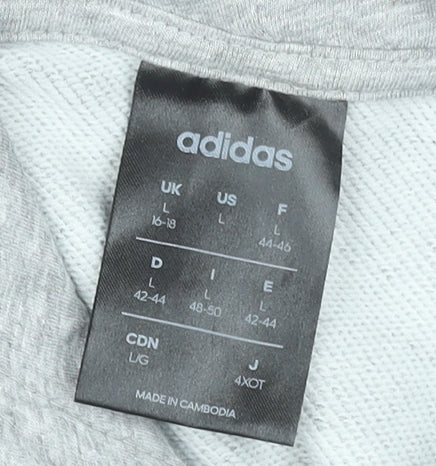 Adidas Women’s Grey Full Zip Hoodie L 16-18 Cotton Blend
