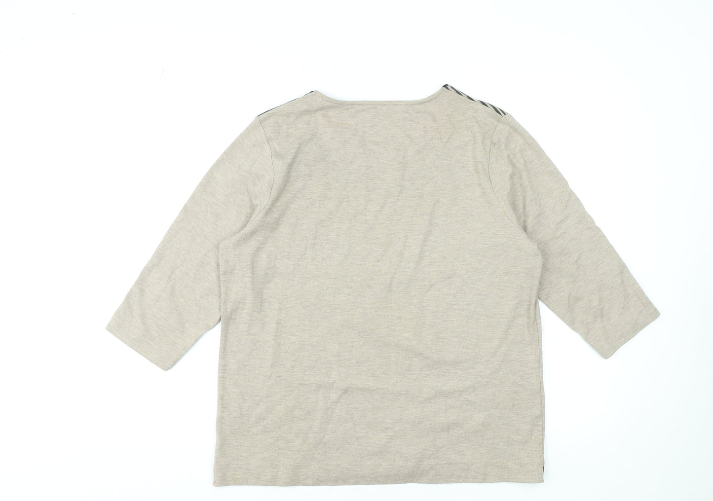 TIGI Womens Beige 3/4 Sleeve Floral City Print Jersey Top Size 14
