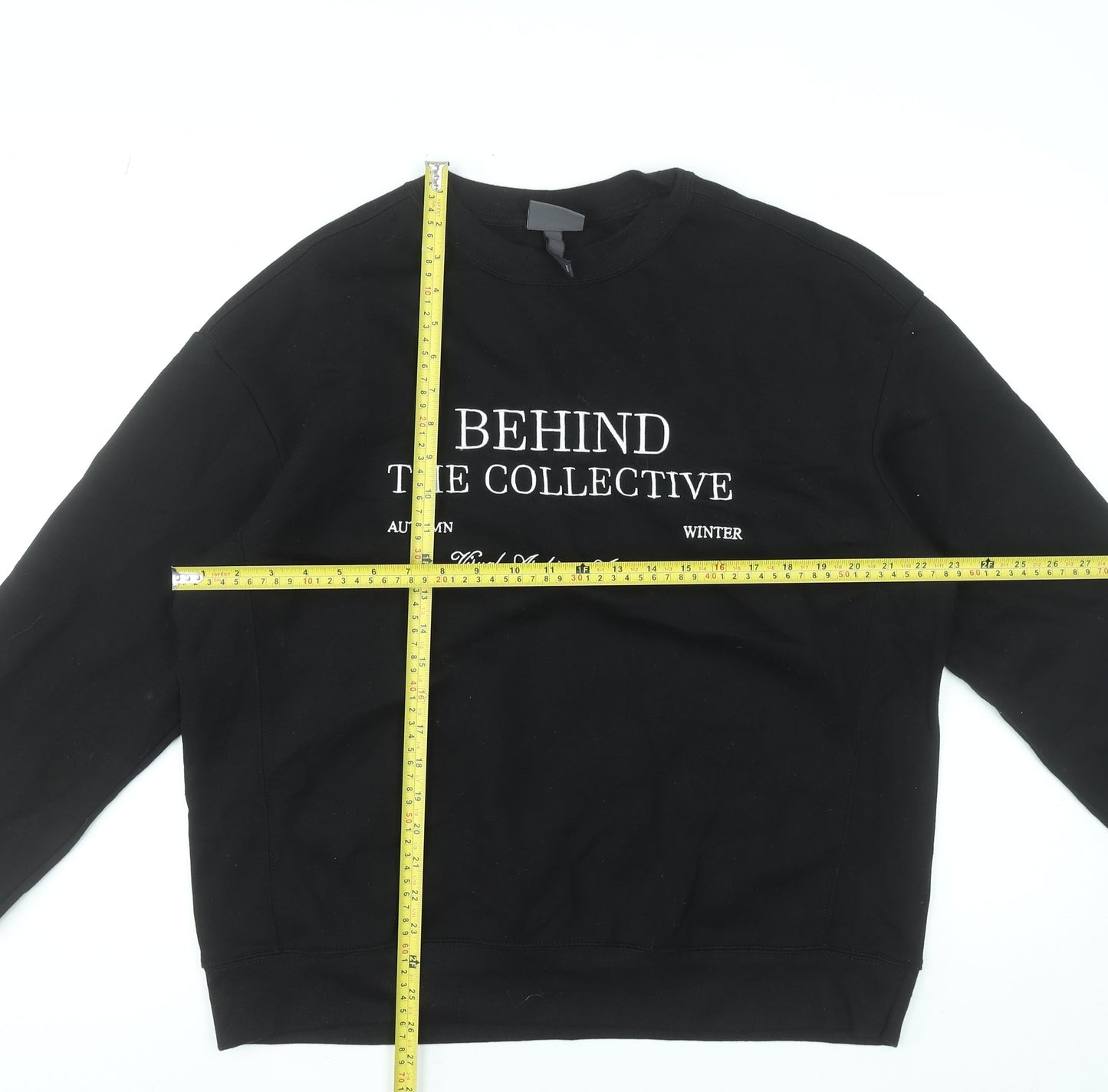 H&M Men’s Black Relaxed Fit Graphic Print Pullover Sweatshirt M