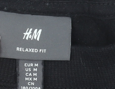 H&M Men’s Black Relaxed Fit Graphic Print Pullover Sweatshirt M