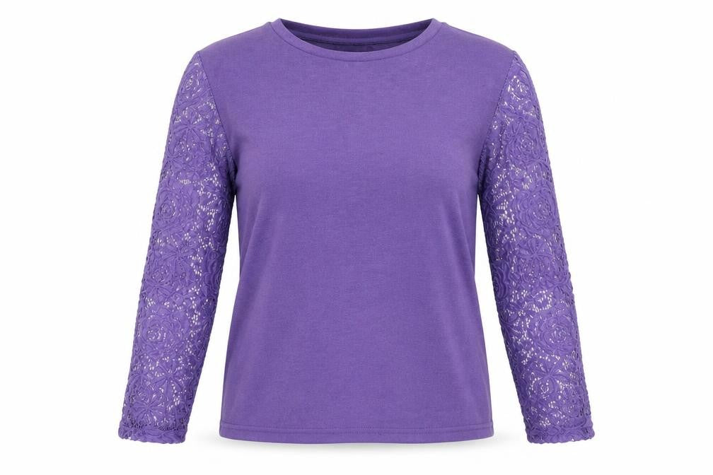 Paco Boutique Women Purple Lace Sleeve Jumper Size 14