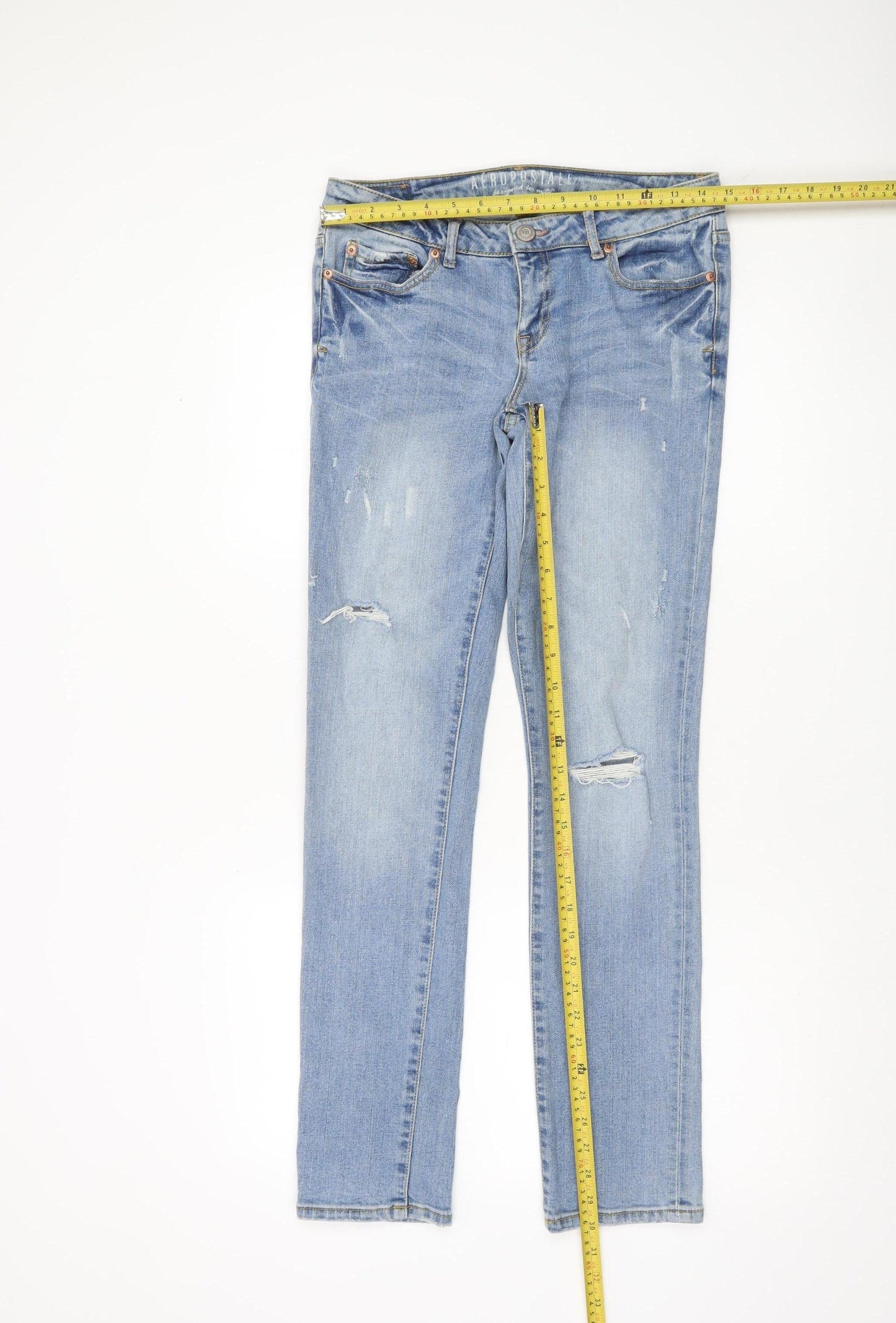 Aeropostale Women's Blue Distressed Skinny Jeans Size 6 Regular
