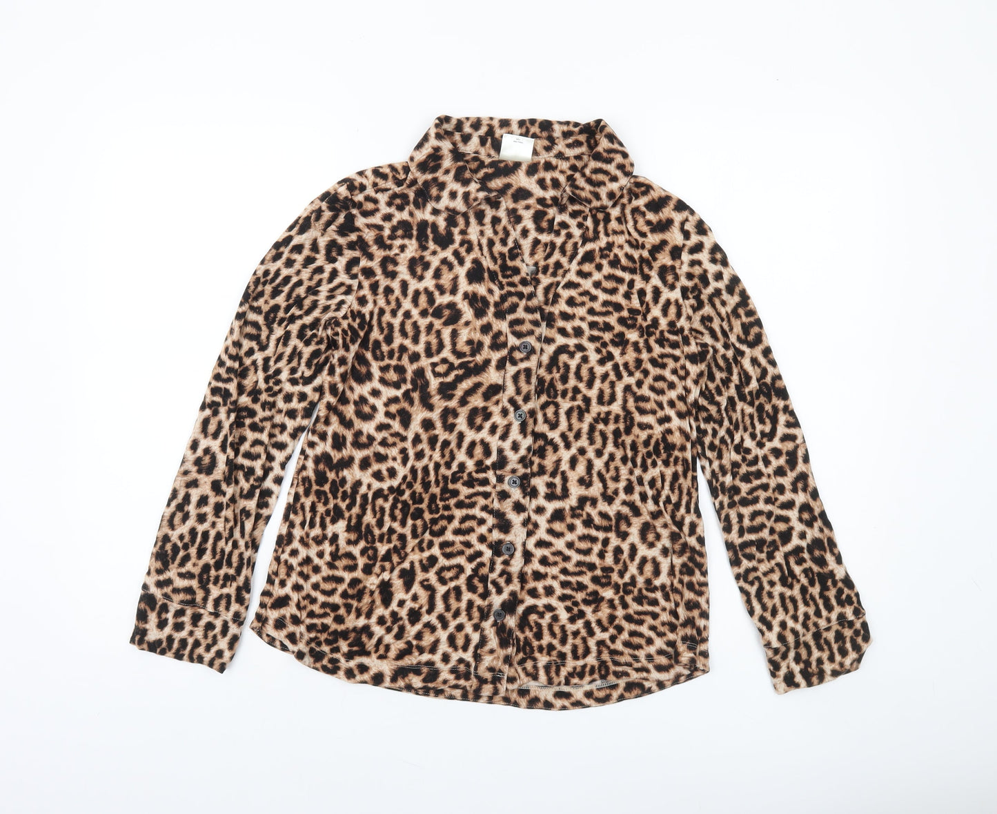 Soma Women’s Brown Leopard Print Button-Up Long Sleeve Shirt S