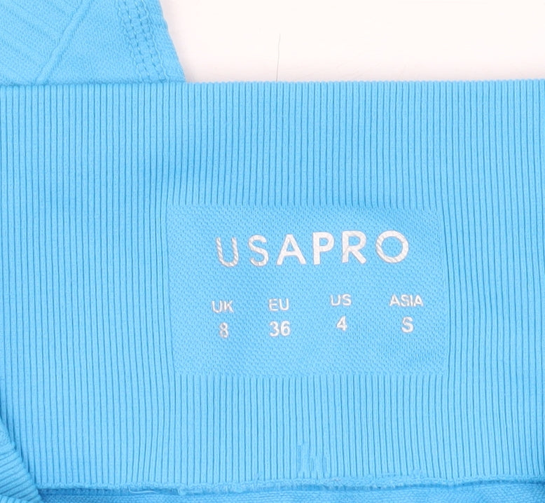 USA Pro Women's Blue Seamless Stretch Gym Leggings Size 8