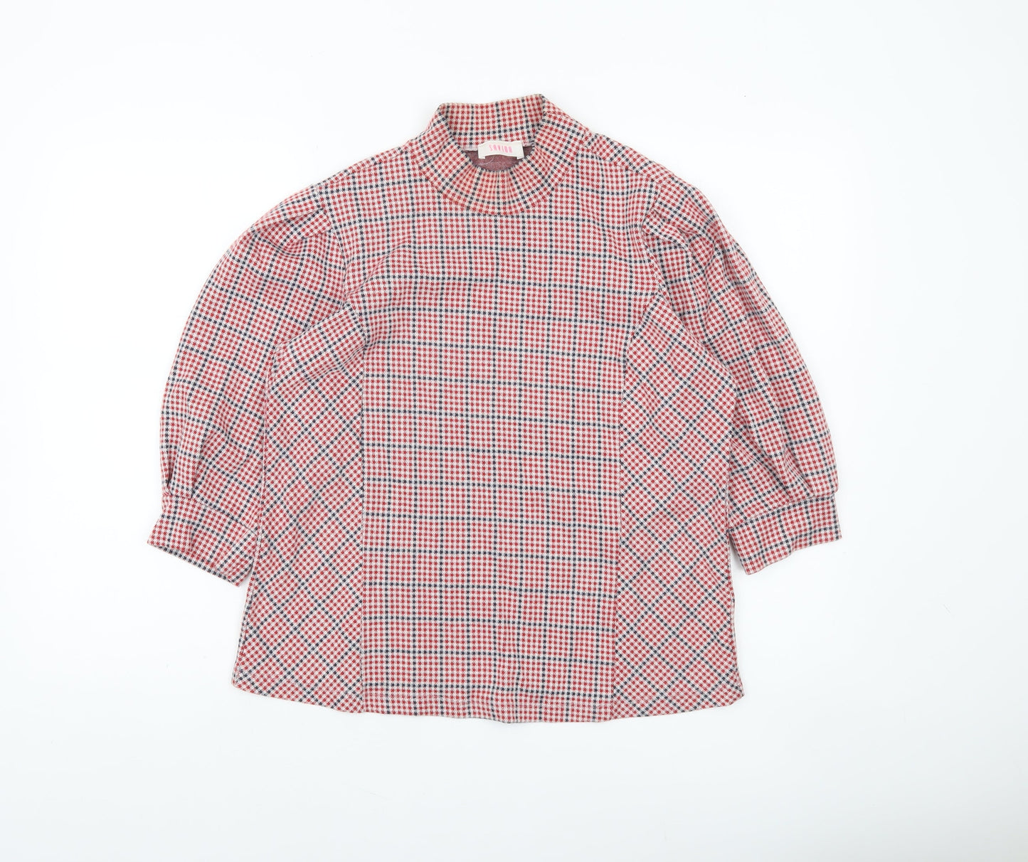 Savida Womens Red Check High Neck Tunic Blouse Size 16