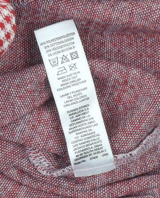 Savida Womens Red Check High Neck Tunic Blouse Size 16