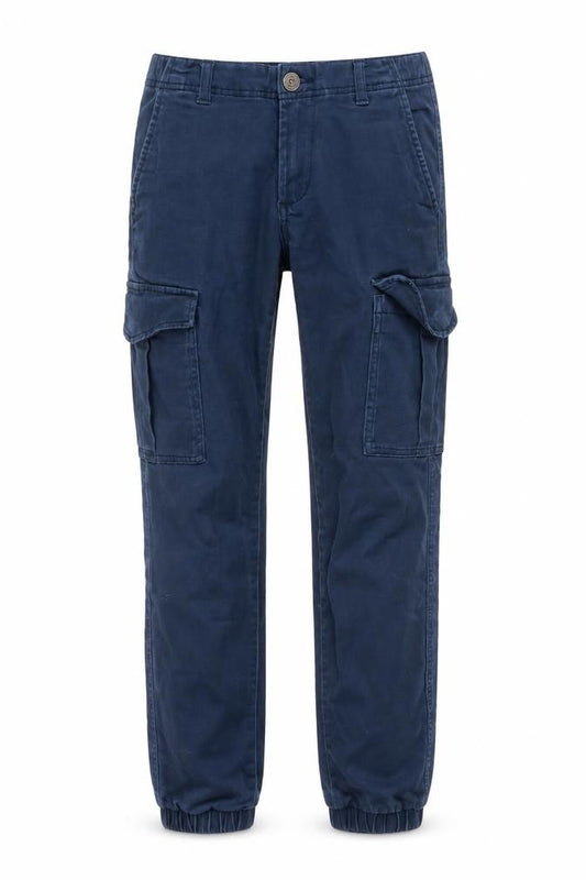 Jack & Jones Boys Blue Cargo Trousers 14 Years Cotton Blend Elastic Waist