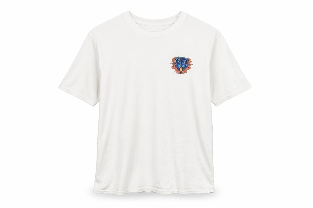 Rum Knuckles Men’s White Cotton Graphic Biker T-Shirt Size S