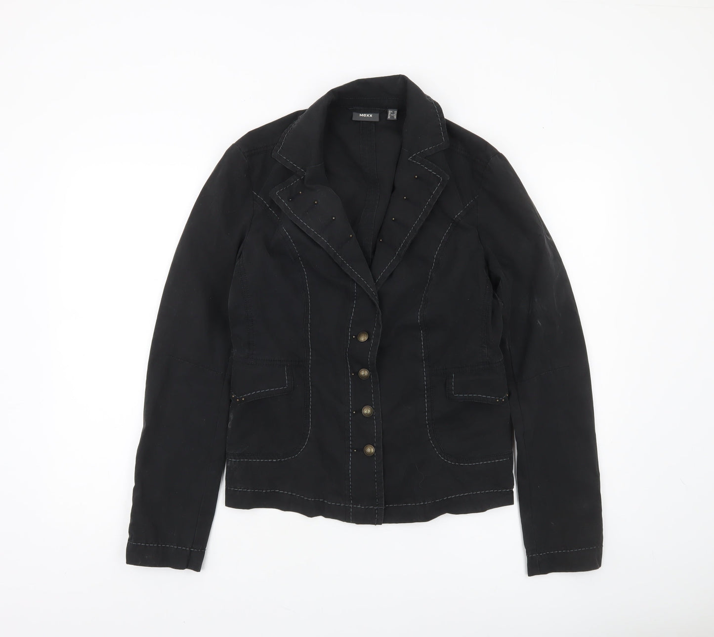 Mexx Womens Black Blazer Jacket UK 14 Classic Cotton Twill