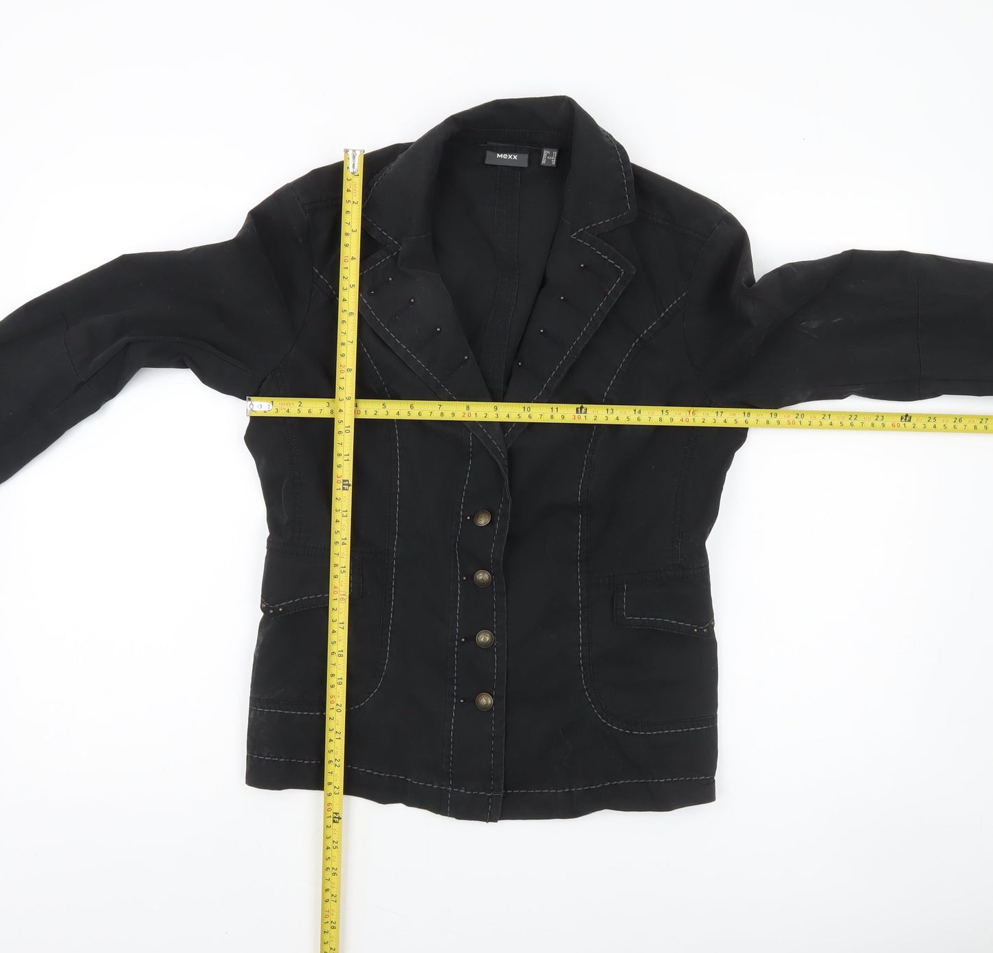Mexx Womens Black Blazer Jacket UK 14 Classic Cotton Twill