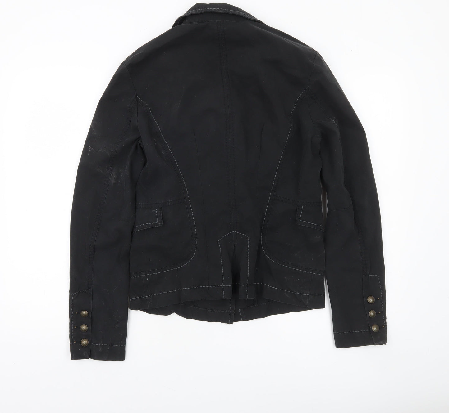 Mexx Womens Black Blazer Jacket UK 14 Classic Cotton Twill