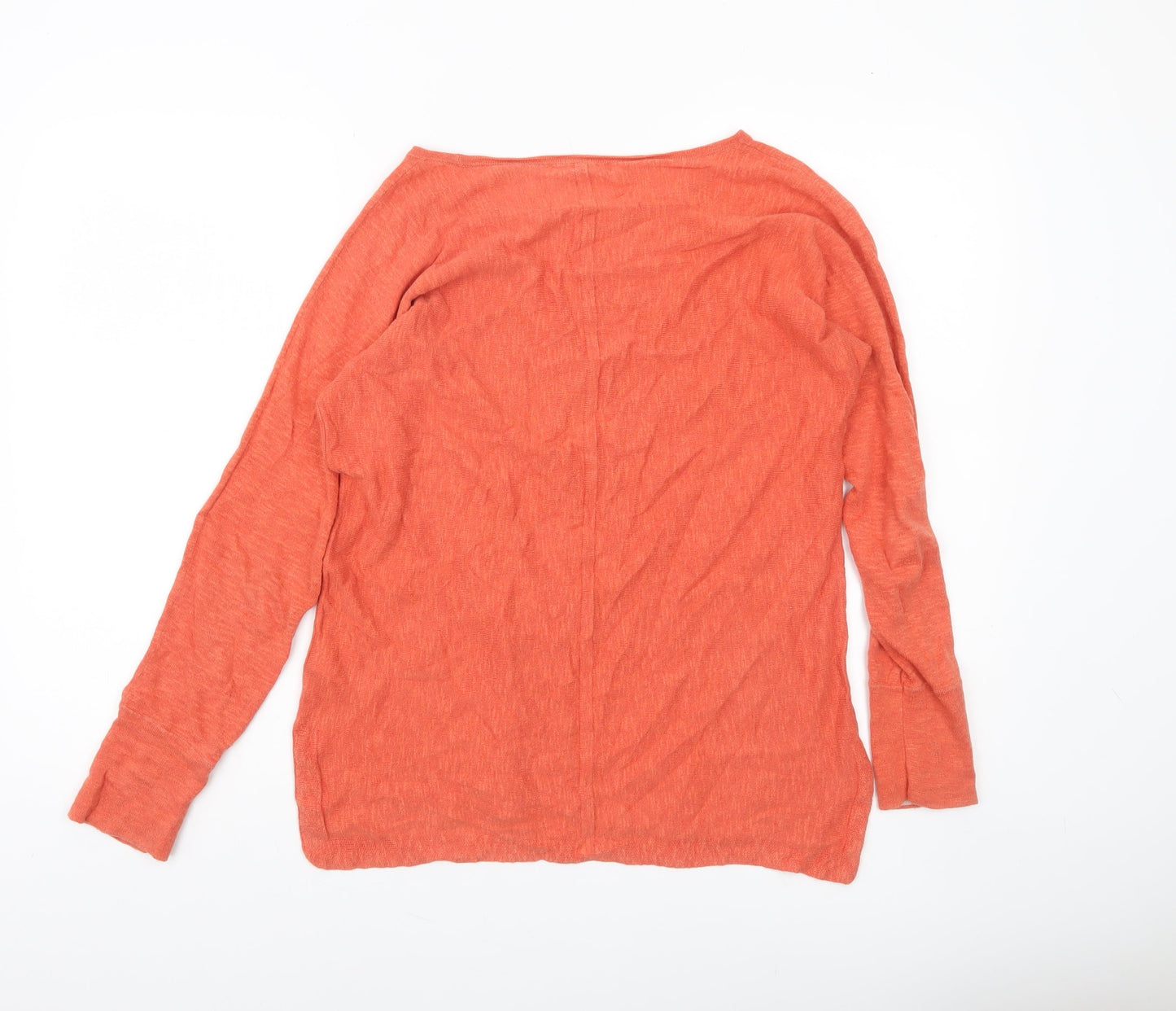 White Stuff Women’s Orange Linen Cotton Long Sleeve Pullover Jumper UK 10