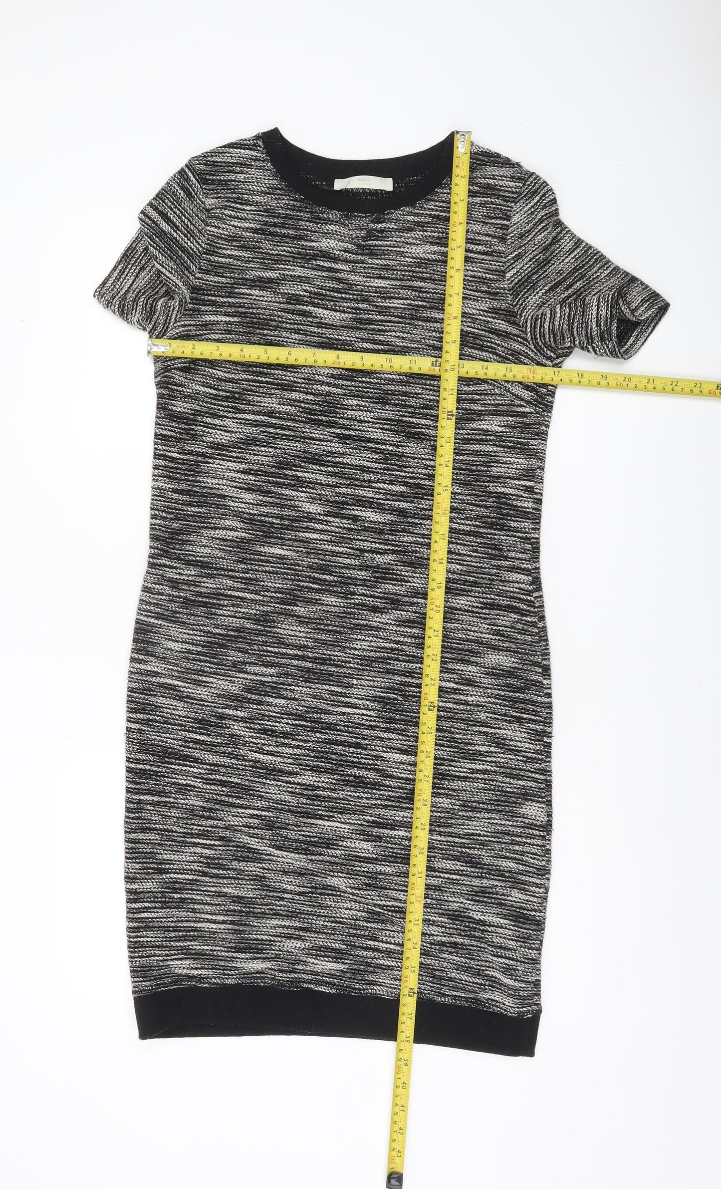 Marks and Spencer Womens Black Knit Bodycon Dress Size 10