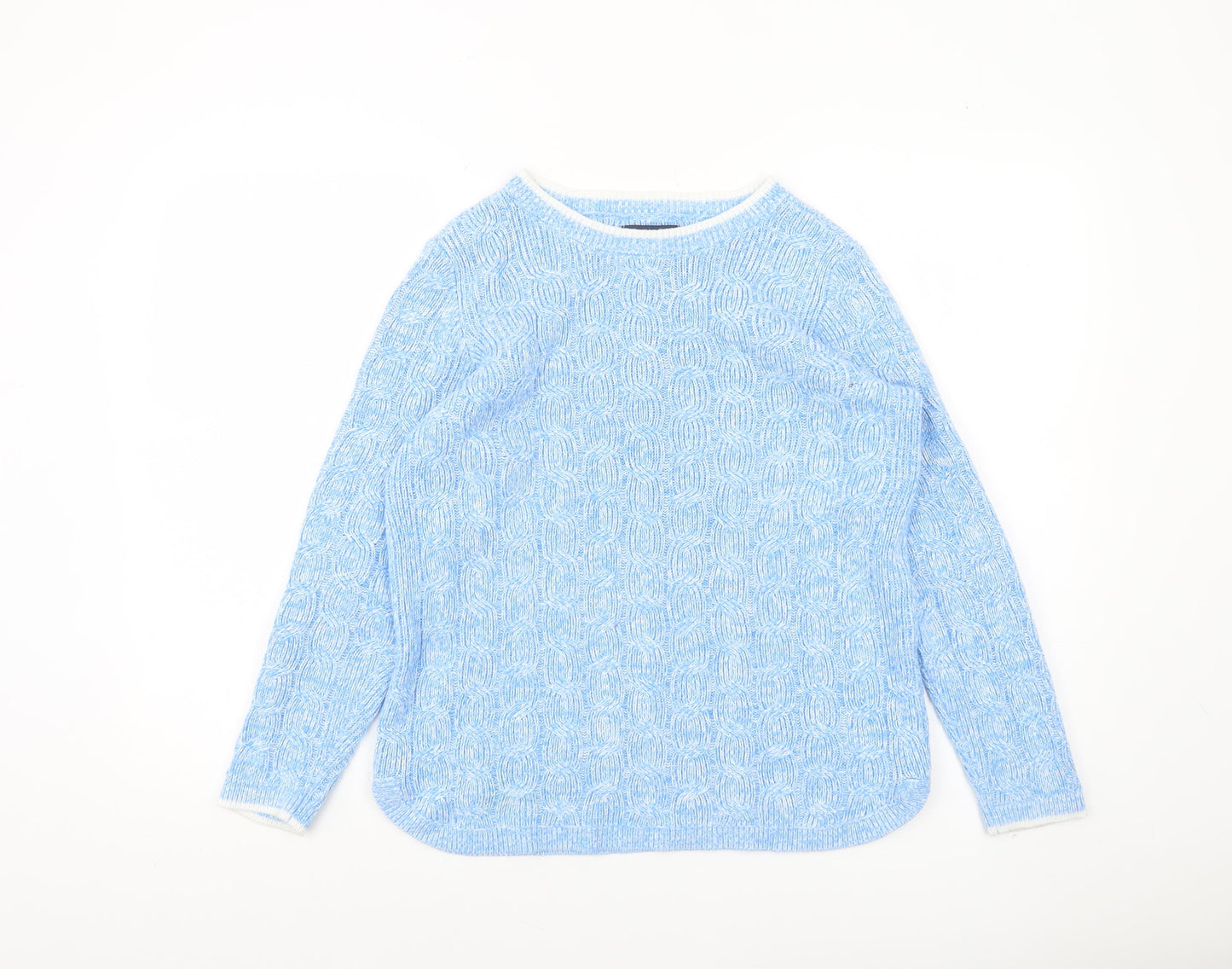 Womens UK S Regular Lands' End Blue Pullover Cable-Knit