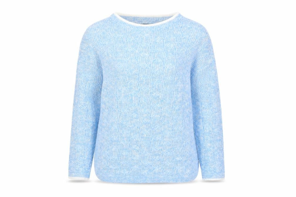 Womens UK S Regular Lands' End Blue Pullover Cable-Knit