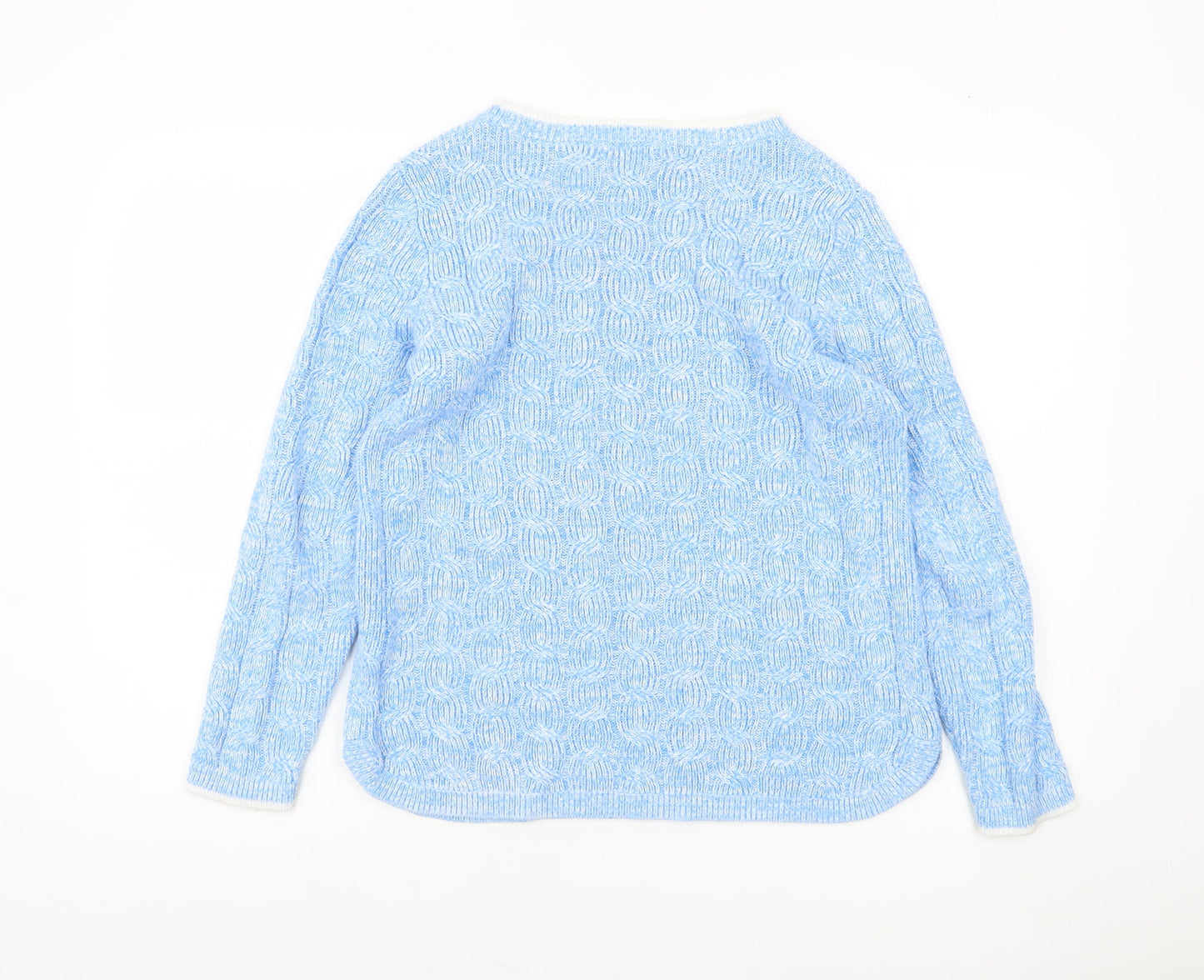 Womens UK S Regular Lands' End Blue Pullover Cable-Knit
