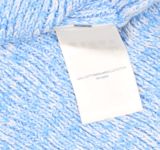 Womens UK S Regular Lands' End Blue Pullover Cable-Knit