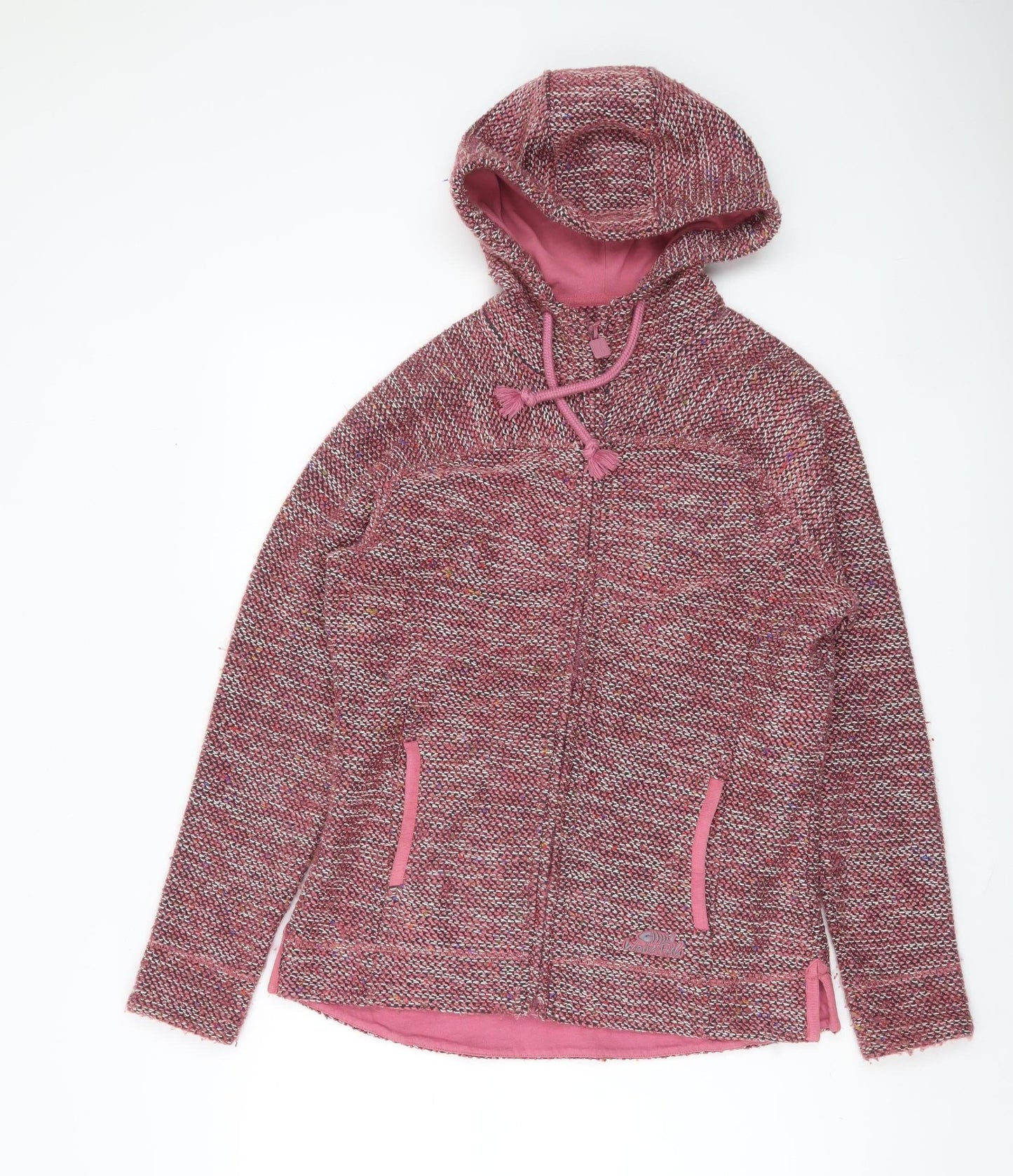 Weird Fish Women Pink Full Zip Hooded Knit Hoodie Size 10