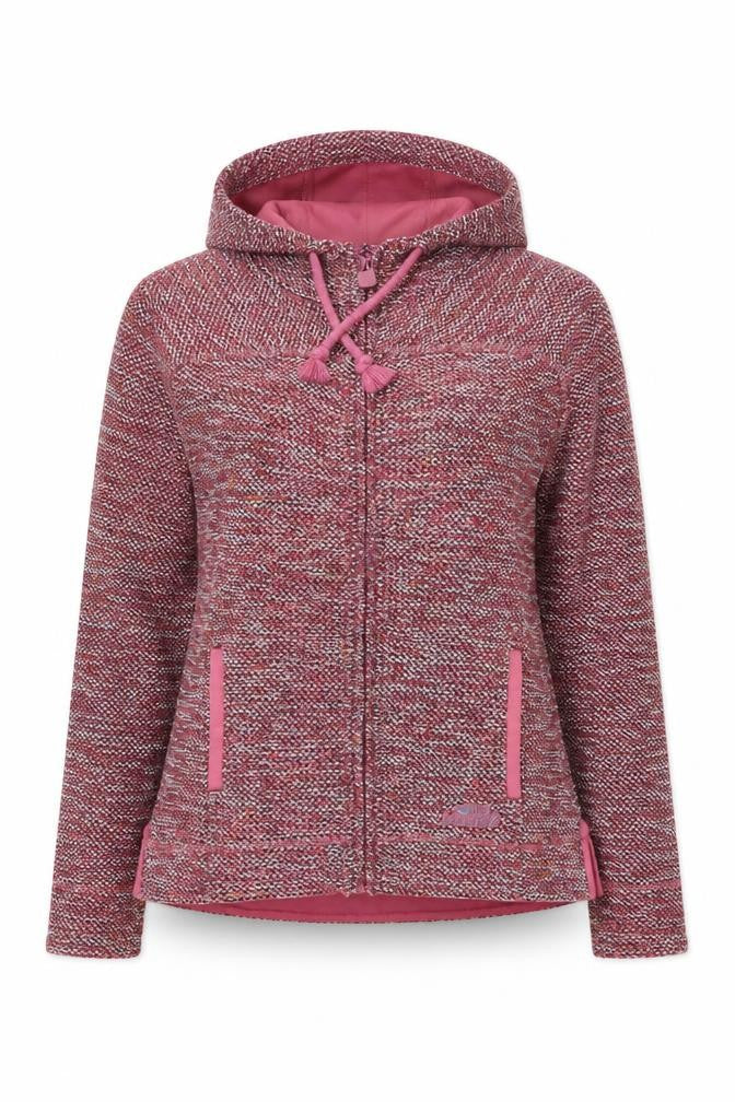 Weird Fish Women Pink Full Zip Hooded Knit Hoodie Size 10