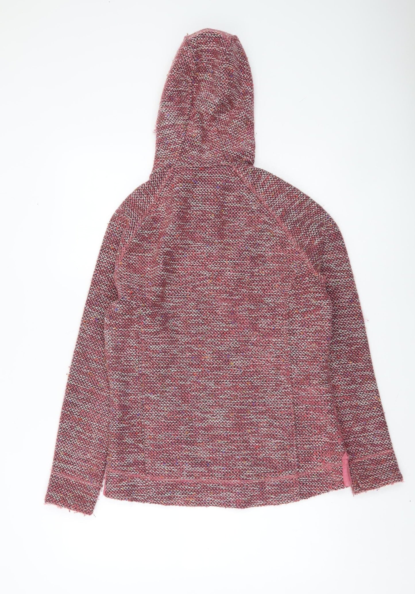 Weird Fish Women Pink Full Zip Hooded Knit Hoodie Size 10