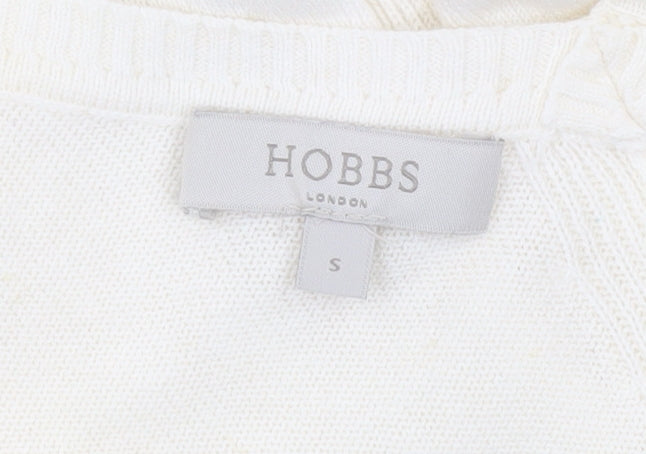 Hobbs Women’s Ivory Linen Cotton V-Neck Short Sleeve Jumper Size S