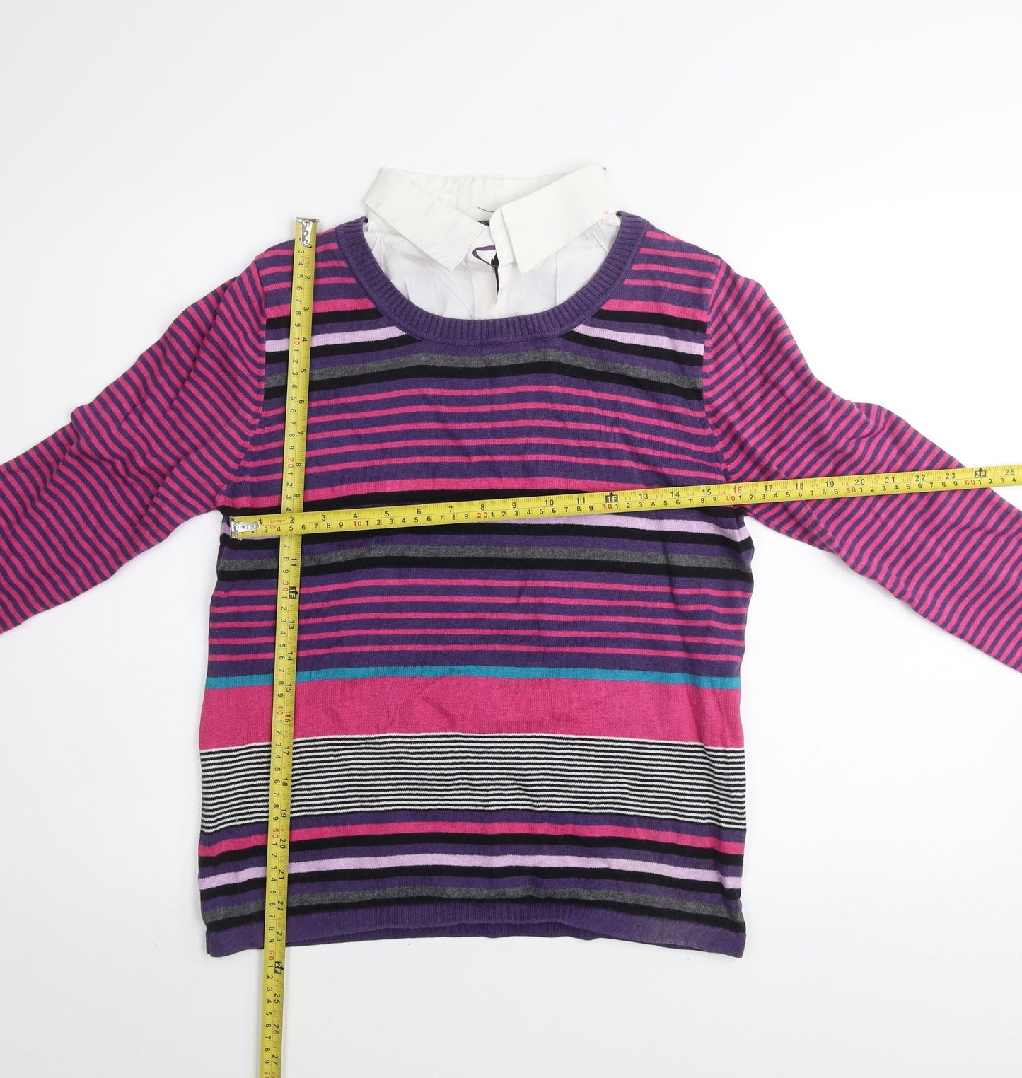 Voulez Vous Women's Multicoloured Striped Cotton Pullover Jumper M