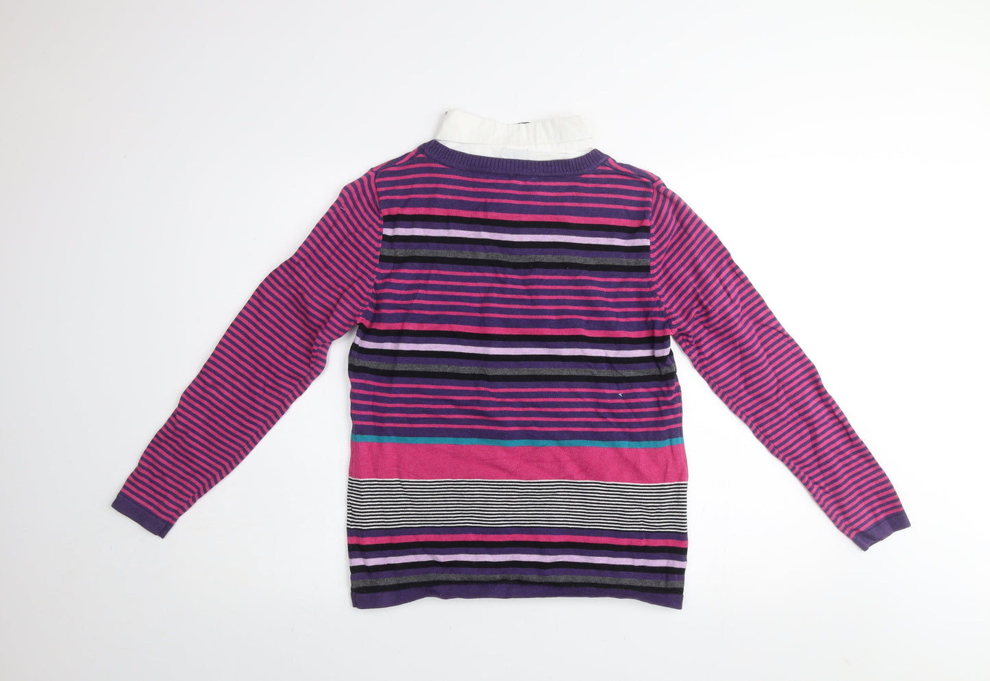 Voulez Vous Women's Multicoloured Striped Cotton Pullover Jumper M