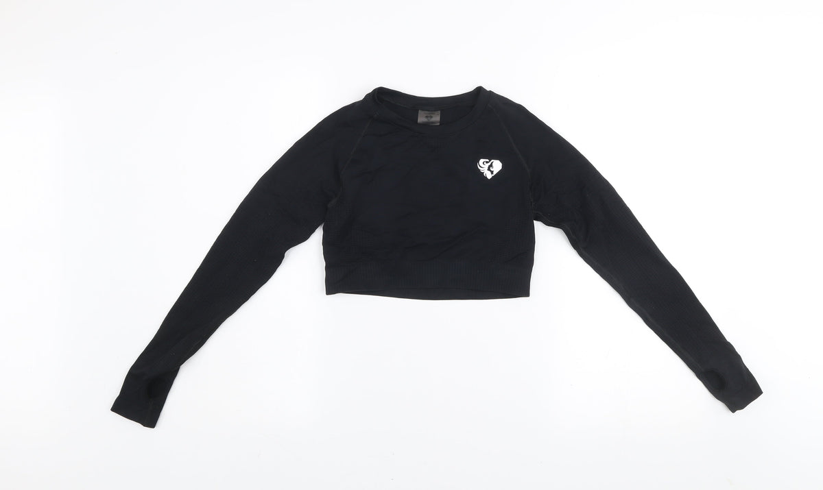 Women's Best Black Long Sleeve Cropped Activewear Top S