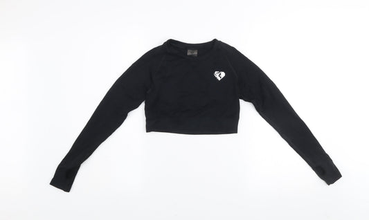 Women's Best Black Long Sleeve Cropped Activewear Top S