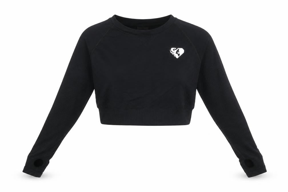 Women's Best Black Long Sleeve Cropped Activewear Top S