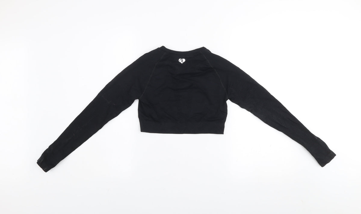 Women's Best Black Long Sleeve Cropped Activewear Top S