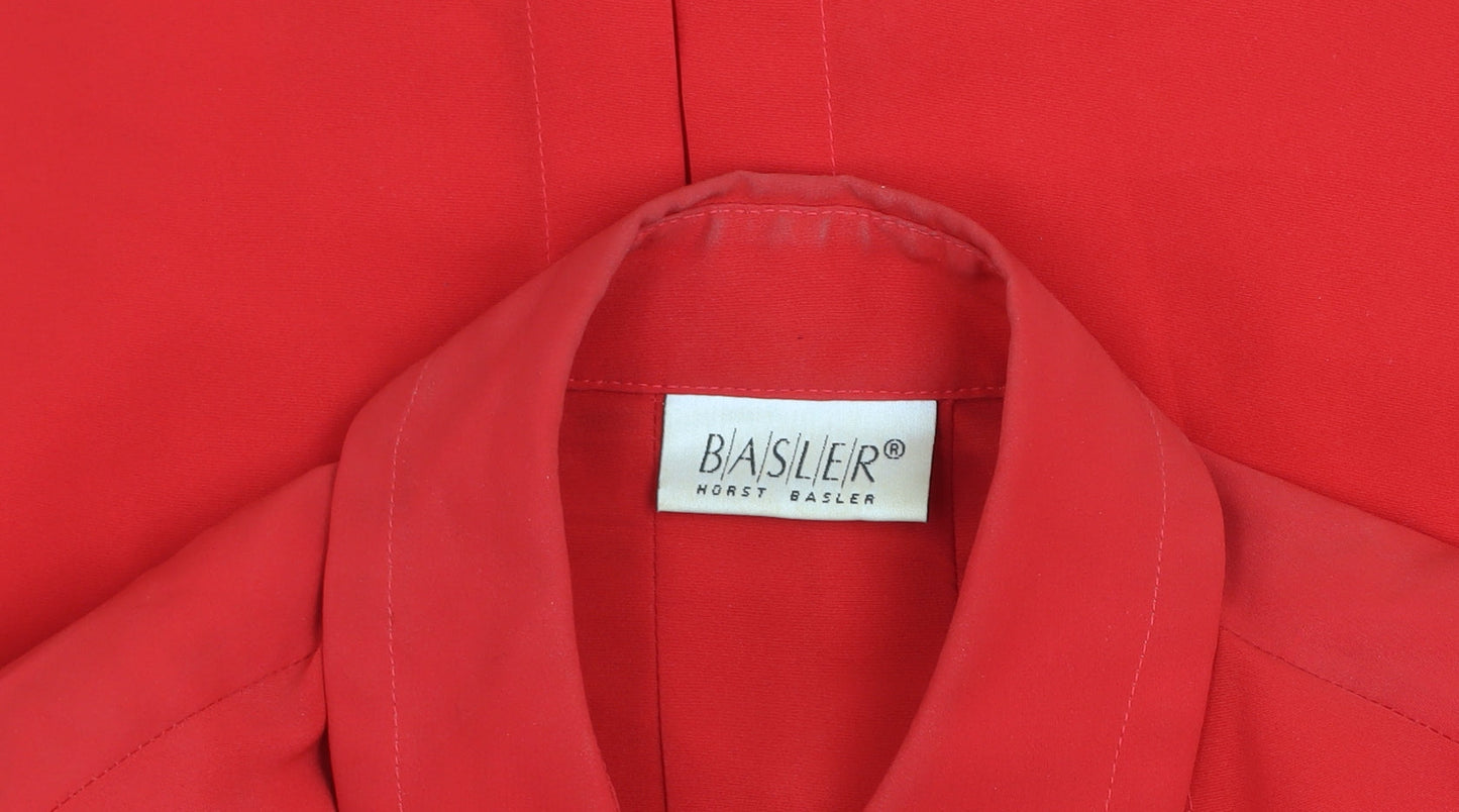 Basler Womens Red Long Sleeve Collared Classic Blouse Size 8