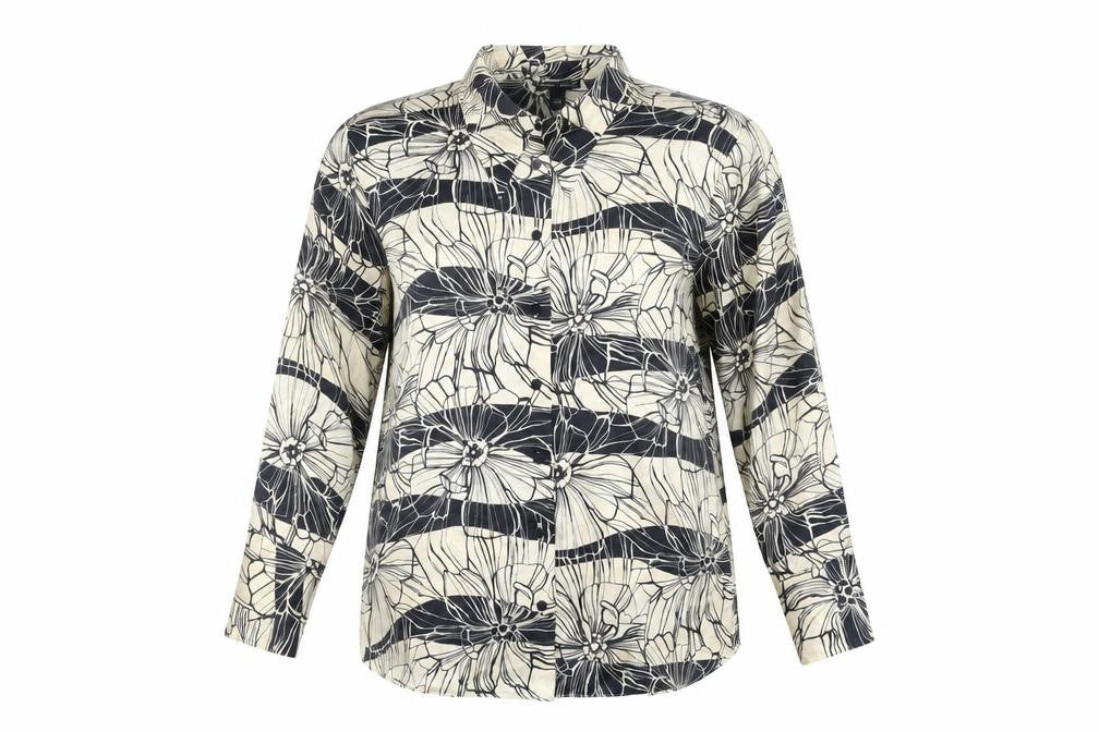 River Island Womens Black Floral Button-Up Shirt Size 12