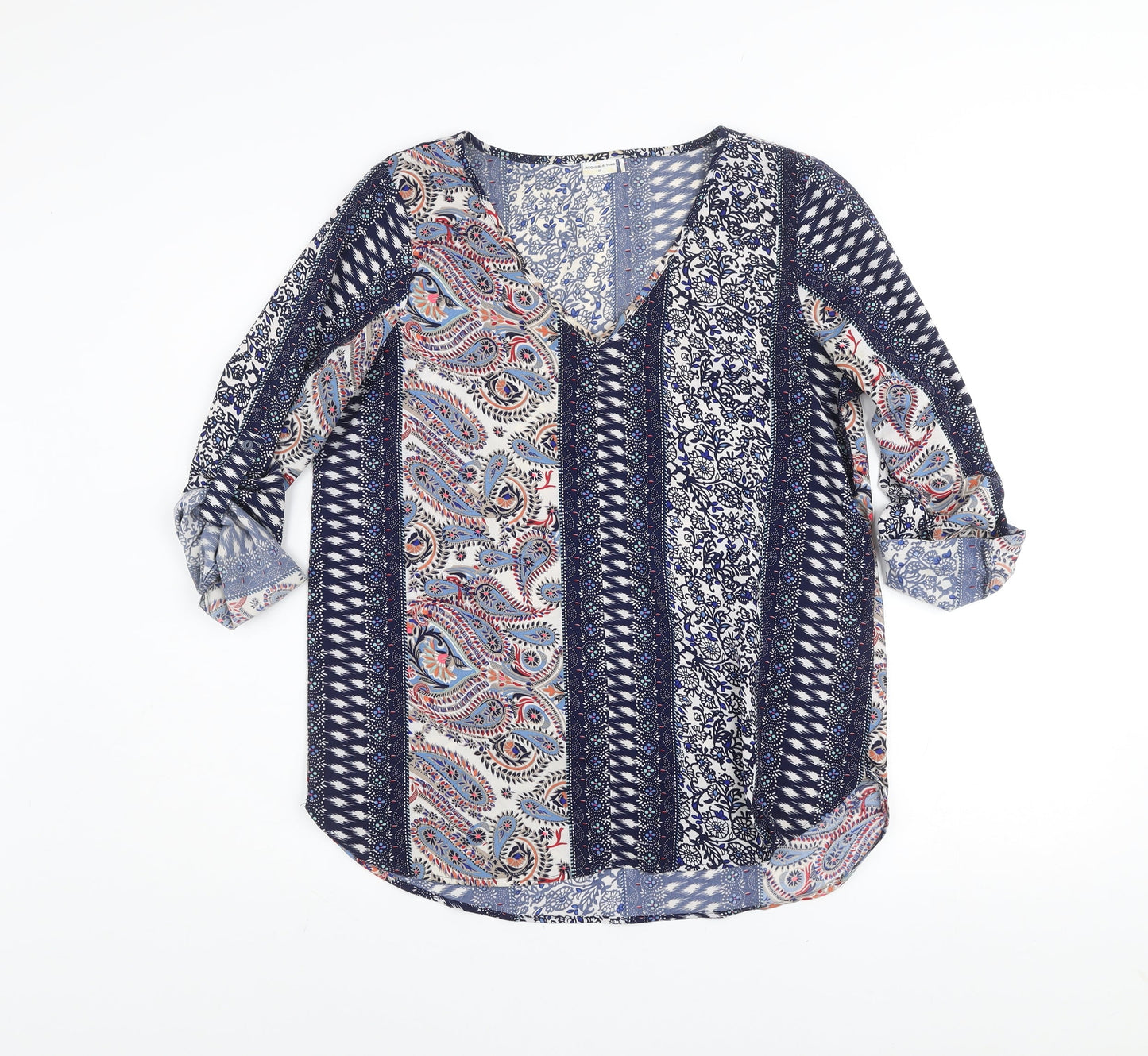 Jacqueline de Yong Womens Blue Paisley Tunic Blouse Size 8