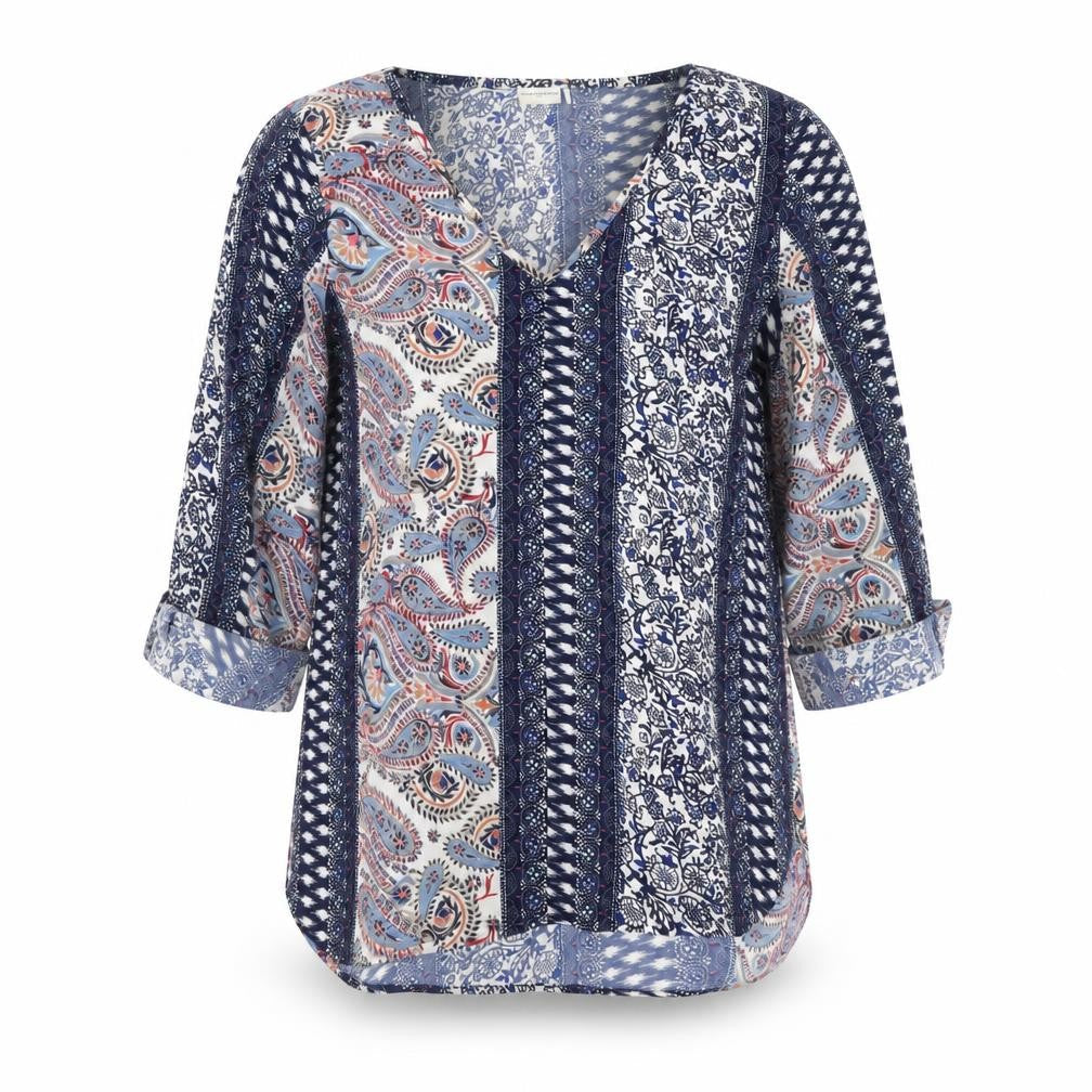 Jacqueline de Yong Womens Blue Paisley Tunic Blouse Size 8