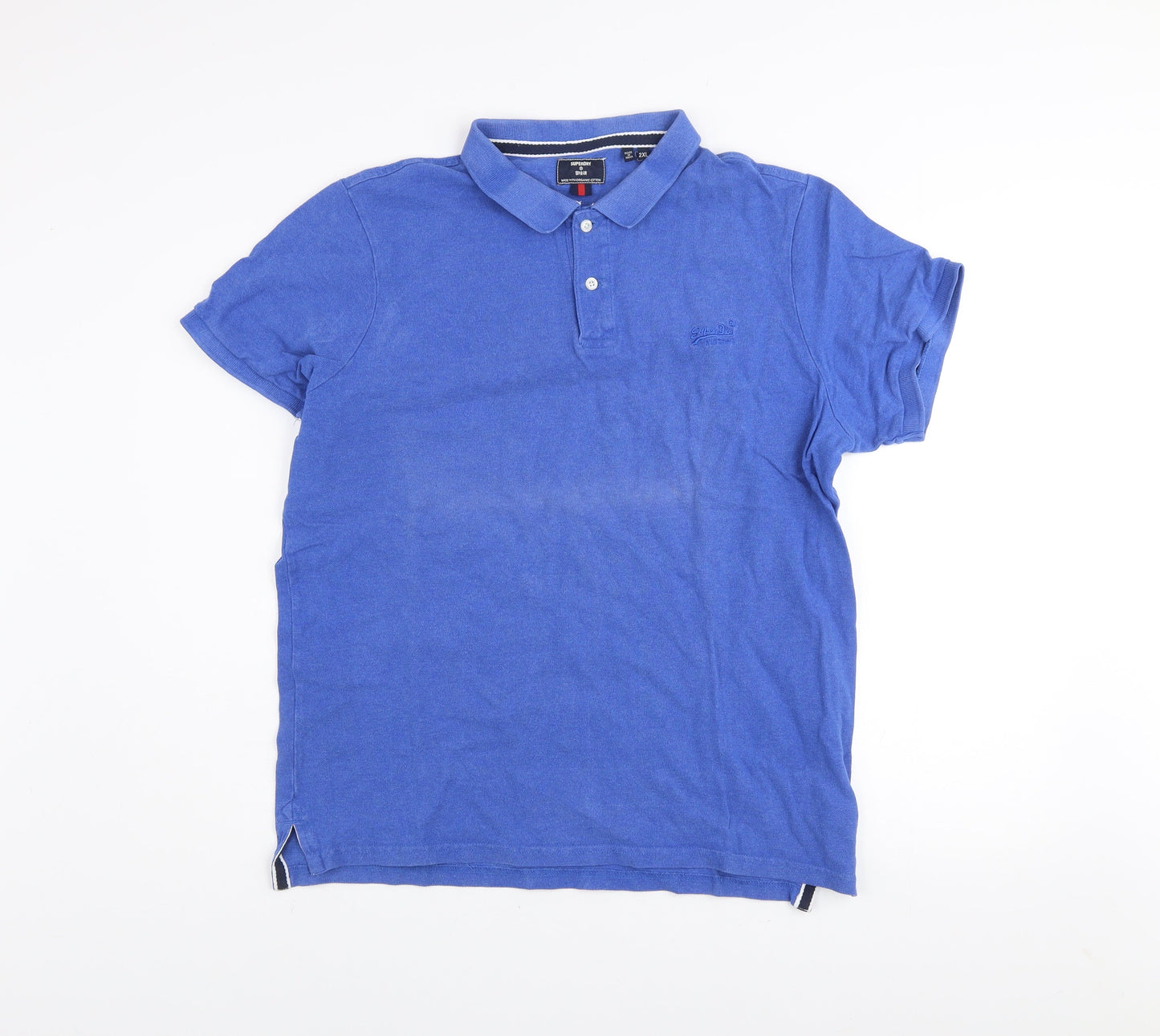 Superdry Men Blue 2XL Cotton Polo Shirt Short Sleeve Casual
