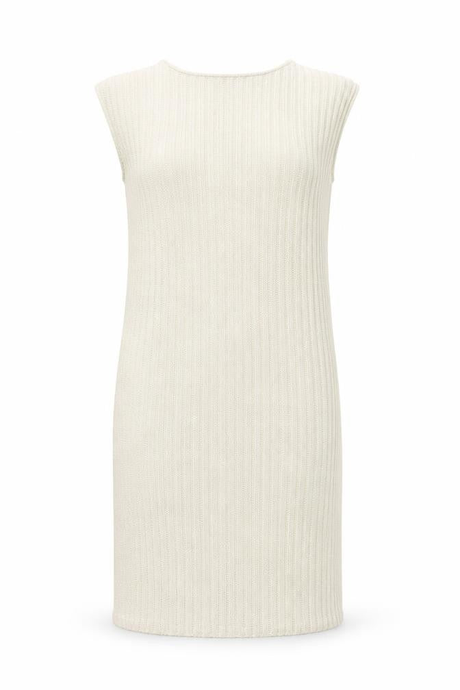 Vilanova Women Ivory Sleeveless Knit Bodycon Dress Size S