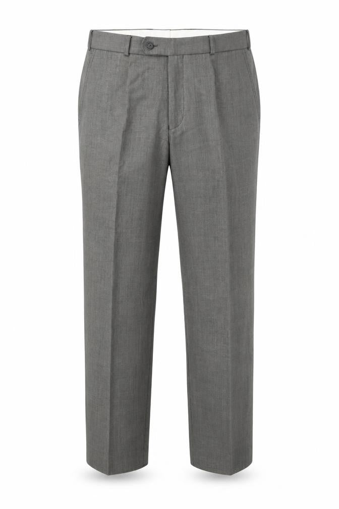Robbie Men's Grey Check Dress Pants Size 36R Wool Blend Formal Trousers