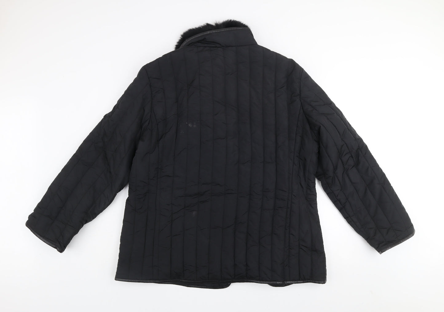 Gold by Michael H Women's Black Quilted Fur Trim Jacket Size 18