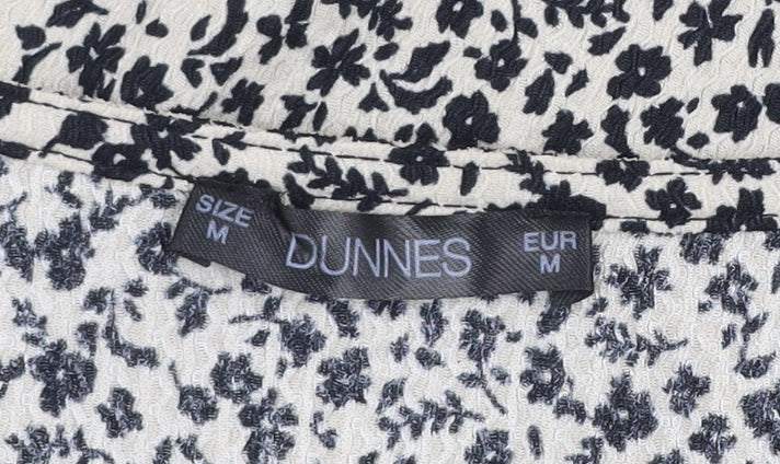 Dunnes Women's Black Floral V-Neck Long Sleeve Tunic Blouse Size M